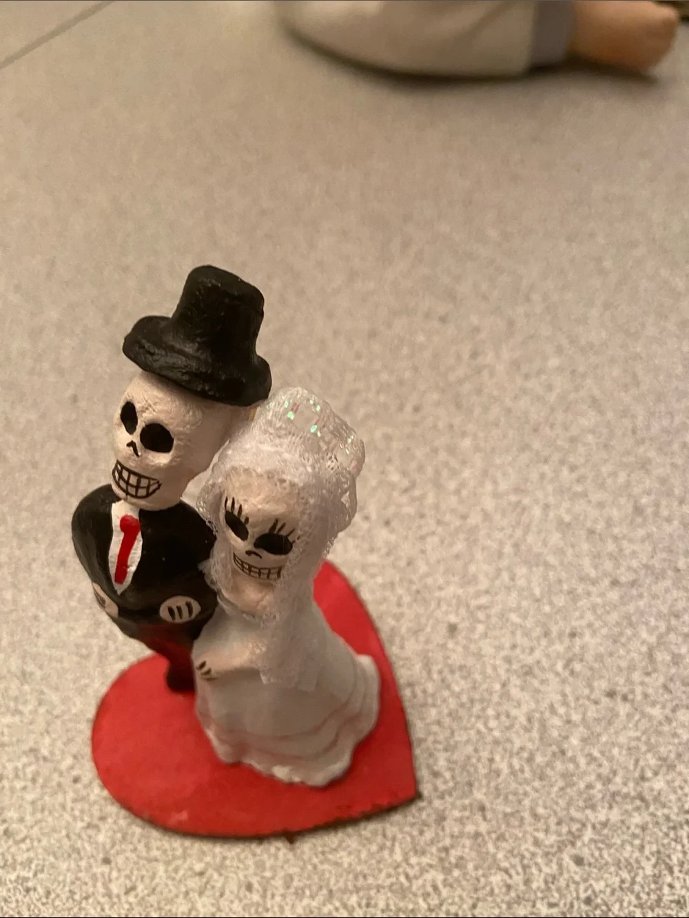 Skeleton Bride and Groom Tabletop Decor - White and Black